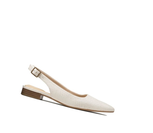 Ballerinas Clarks Laina15 Sling Cuero Mujer Blancas Serpent | OCRB-16270