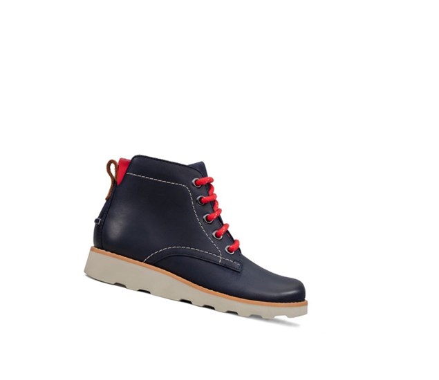 Botines Clarks Crown Hike Cuero Niño Azul Marino | VOFQ-15094