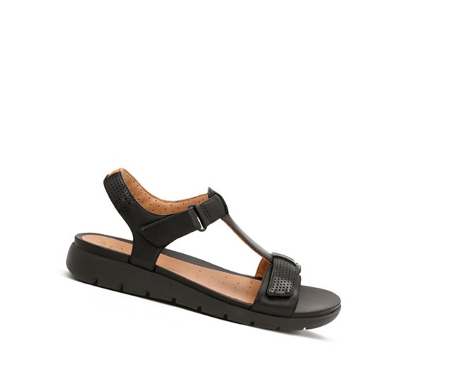 Sandalias Planas Clarks Un Haywood Cuero Mujer Negras | QGNU-41965