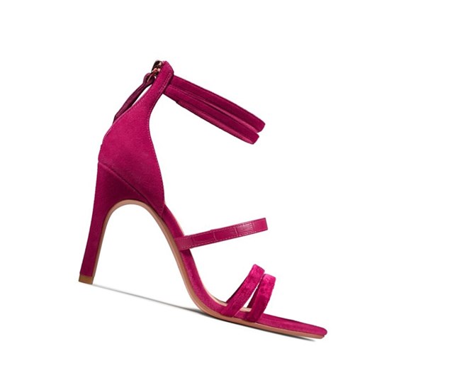 Sandalias Tacones Clarks Curtain Correa Cuero Mujer Fucsia | JGZP-16583