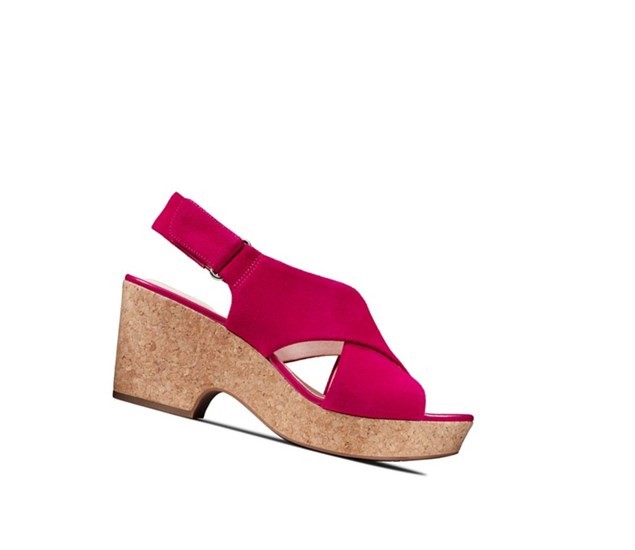 Sandalias Tacones Clarks Maritsa Lara Gamuza Mujer Fucsia | CPDT-45689