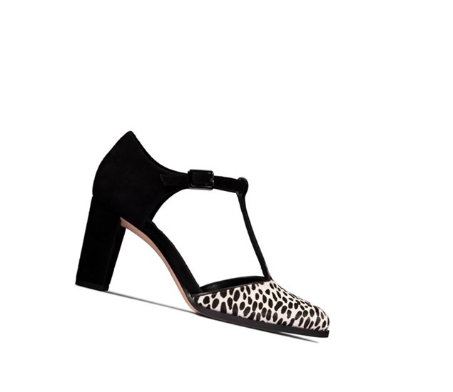 Tacones Clarks Kaylin 85 T Bar Print Mujer Leopardo | GABC-65907