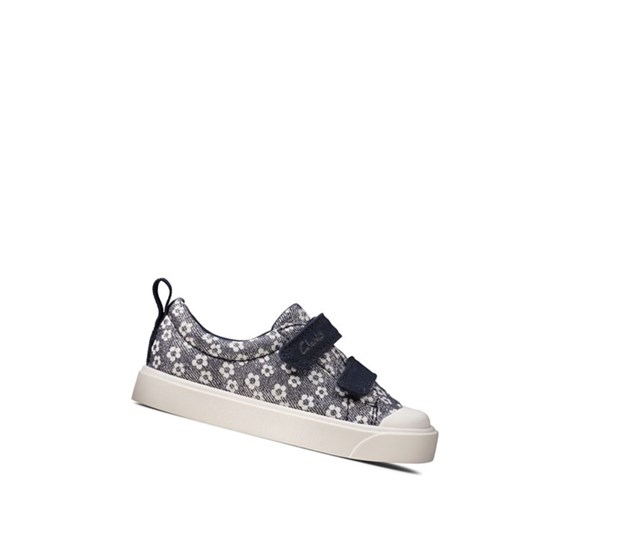 Zapatos Casuales Clarks City Bright Floral Niño Azul Marino | ALEV-59062