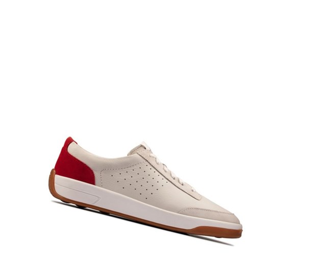 Zapatos Casuales Clarks Hero Air Encaje Hombre Blancas Rojas | DRBV-71092