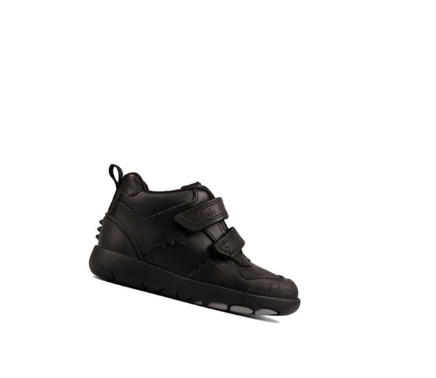 Zapatos Escolares Clarks Rex Crash Cuero Niño Negras | KRZG-70684