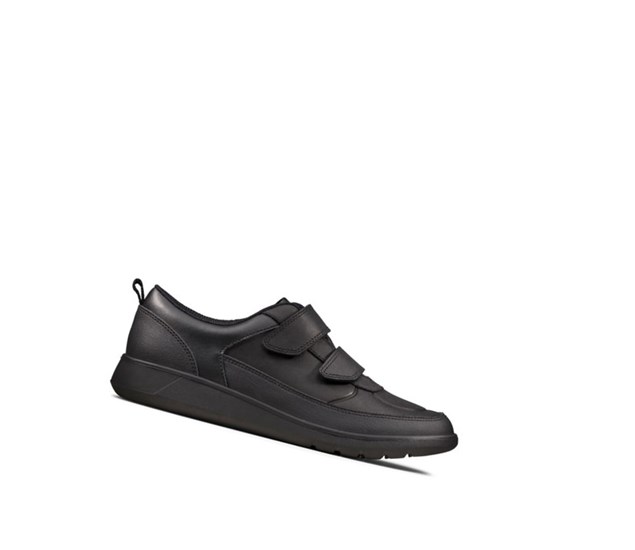 Zapatos Escolares Clarks Scape Flare Cuero Niño Negras | VDCR-16529