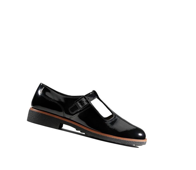 Zapatos Piel Clarks Griffin Town Charol Anchos Fit Mujer Negras | IYRQ-18523