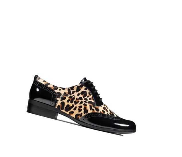 Zapatos Piel Clarks Hamble Oak Print Cuero Anchos Fit Mujer Leopardo | YOAP-34057