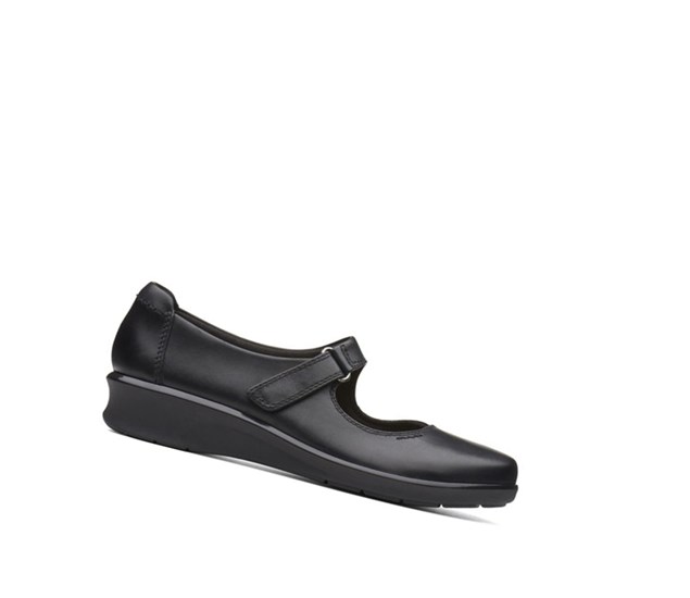 Zapatos Piel Clarks Hope Henley Cuero Anchos Fit Mujer Negras | NZFS-07942