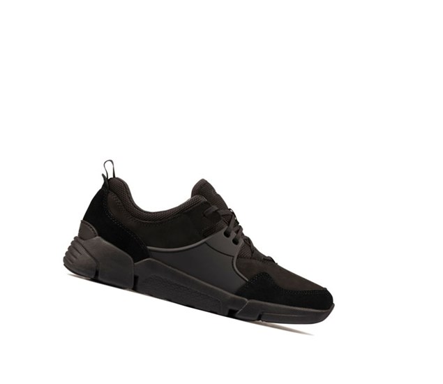 Zapatos Piel Clarks Tri Active Encaje Cuero Hombre Negras | QYFW-95301