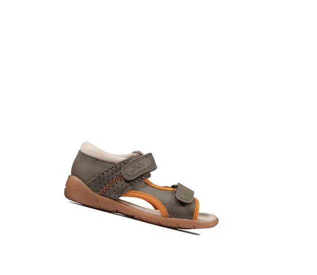 Zapatos Piel Clarks Zora Spirit Cuero Niño Kaki | CWLT-93286