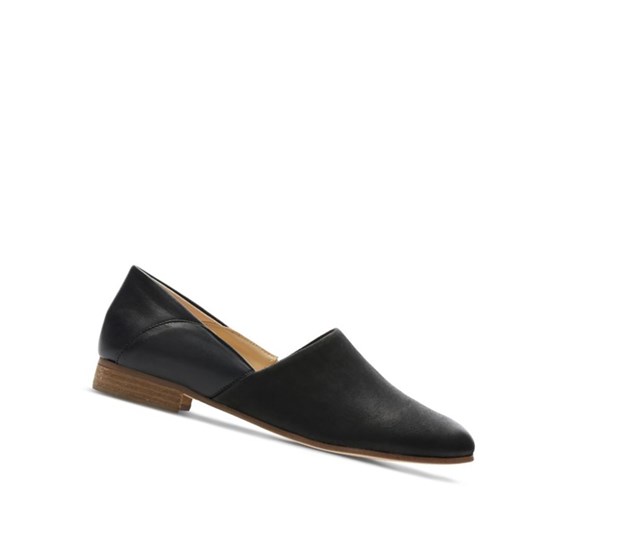 Zapatos Planos Clarks Pure Tone Slip On Cuero Mujer Negras | DVEZ-36481