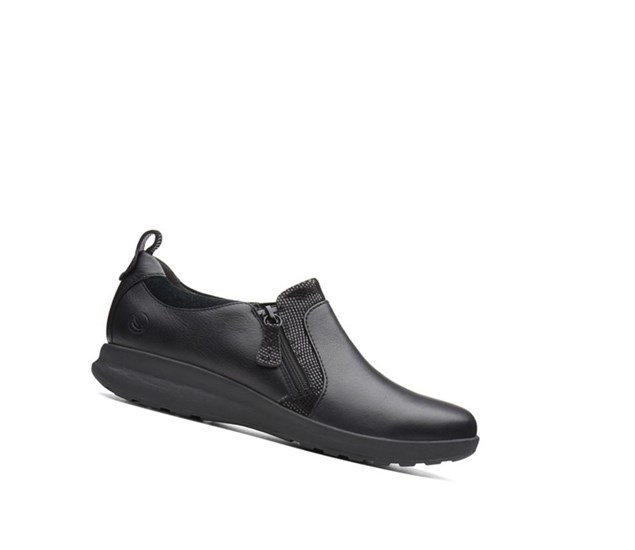 Zapatos Planos Clarks Un Adorn Zip Cuero Mujer Negras | RMHT-35217