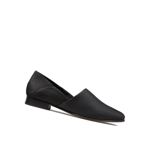 Zapatos Slip On Clarks Pure Tone Cuero Anchos Fit Mujer Negras Serpent | LISH-96780