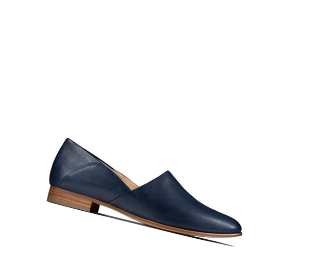 Zapatos Slip On Clarks Pure Tone Cuero Mujer Azul Marino | FQDR-61845