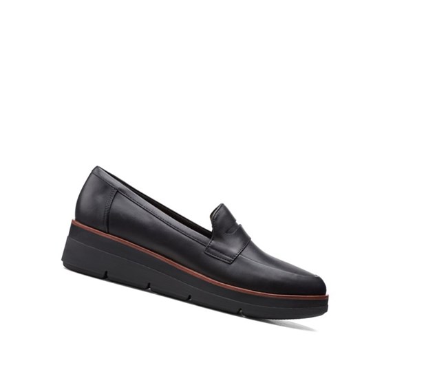 Zapatos Slip On Clarks Shaylin Step Cuero Mujer Negras | GLFT-83067