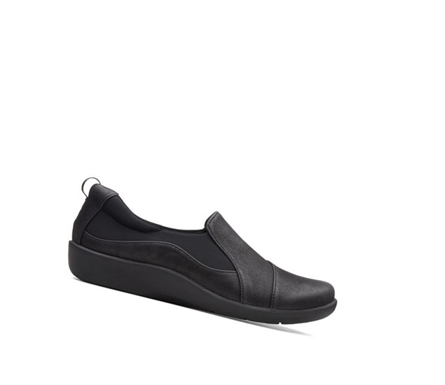 Zapatos Slip On Clarks Sillian Paz Anchos Fit Mujer Negras | ZPET-34651