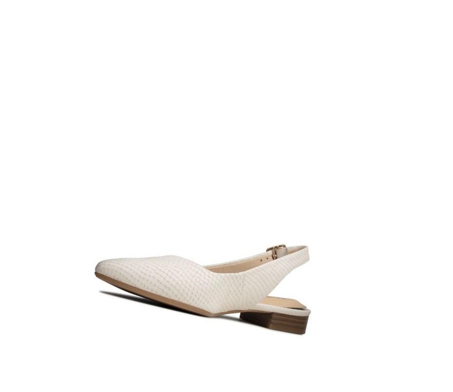 Ballerinas Clarks Laina15 Sling Cuero Mujer Blancas Serpent | OCRB-16270