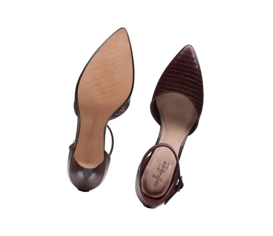 Ballerinas Clarks Linvale Edyth Cuero Mujer Burdeos | MLZB-61923