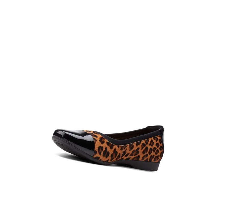 Ballerinas Clarks Un Darcey Cap 2 Print Pony Cuero Mujer Leopardo | PBXL-63489