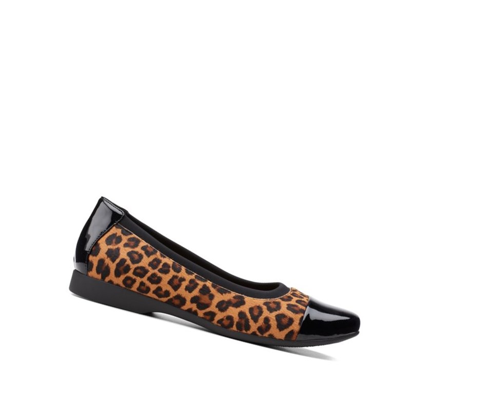 Ballerinas Clarks Un Darcey Cap 2 Print Pony Cuero Mujer Leopardo | PBXL-63489