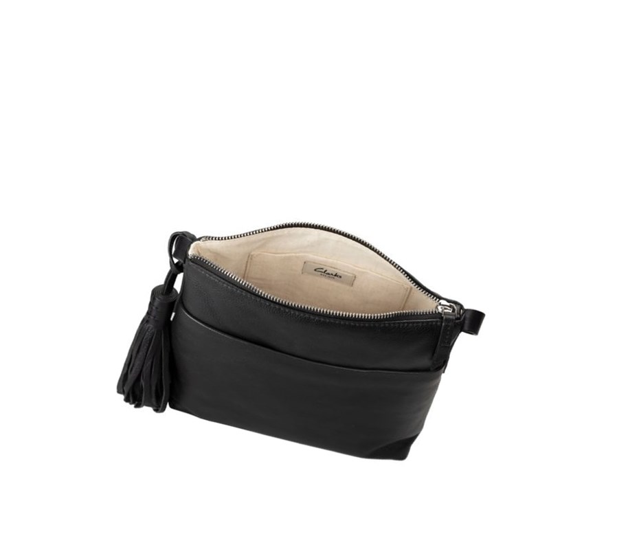 Bolsos Cruzados Clarks Topsham Shine Cuero Mujer Negras | RBOV-71345