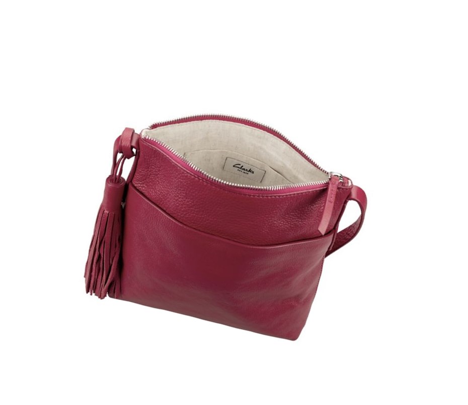 Bolsos Cruzados Clarks Topsham Shine Cuero Mujer Fucsia | RNLU-64391