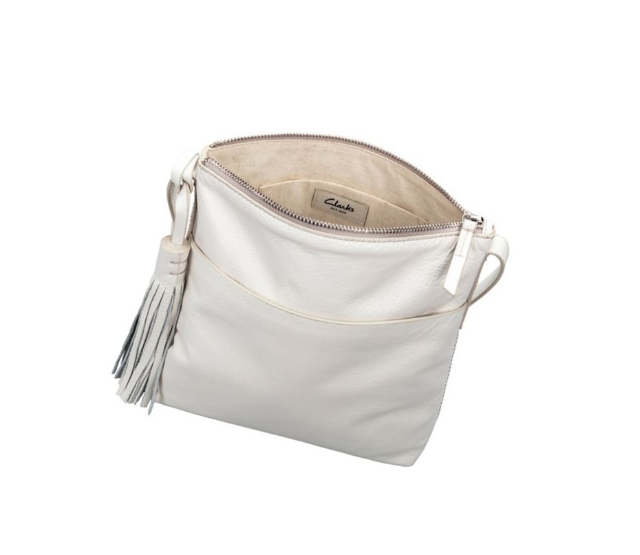 Bolsos Cruzados Clarks Topsham Shine Cuero Mujer Blancas | ZOLQ-98716