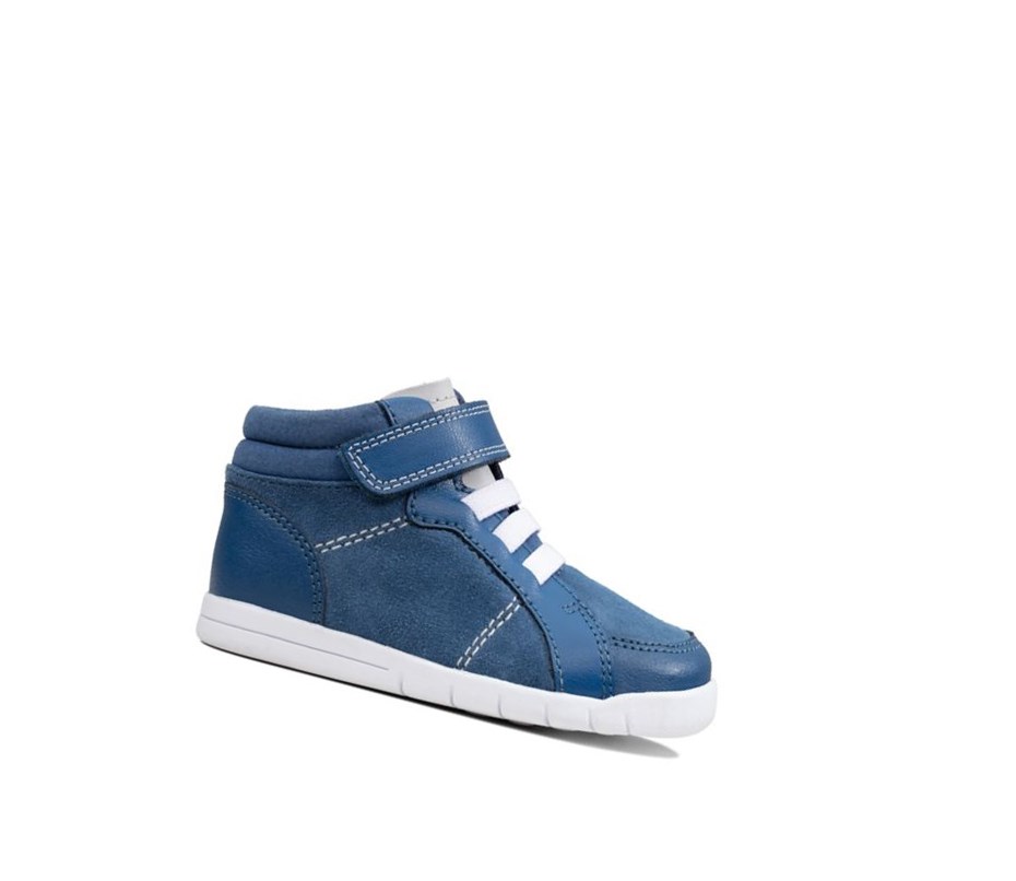 Botas Casuales Clarks Emery Beat Gamuza Niño Azules | OGKL-78031