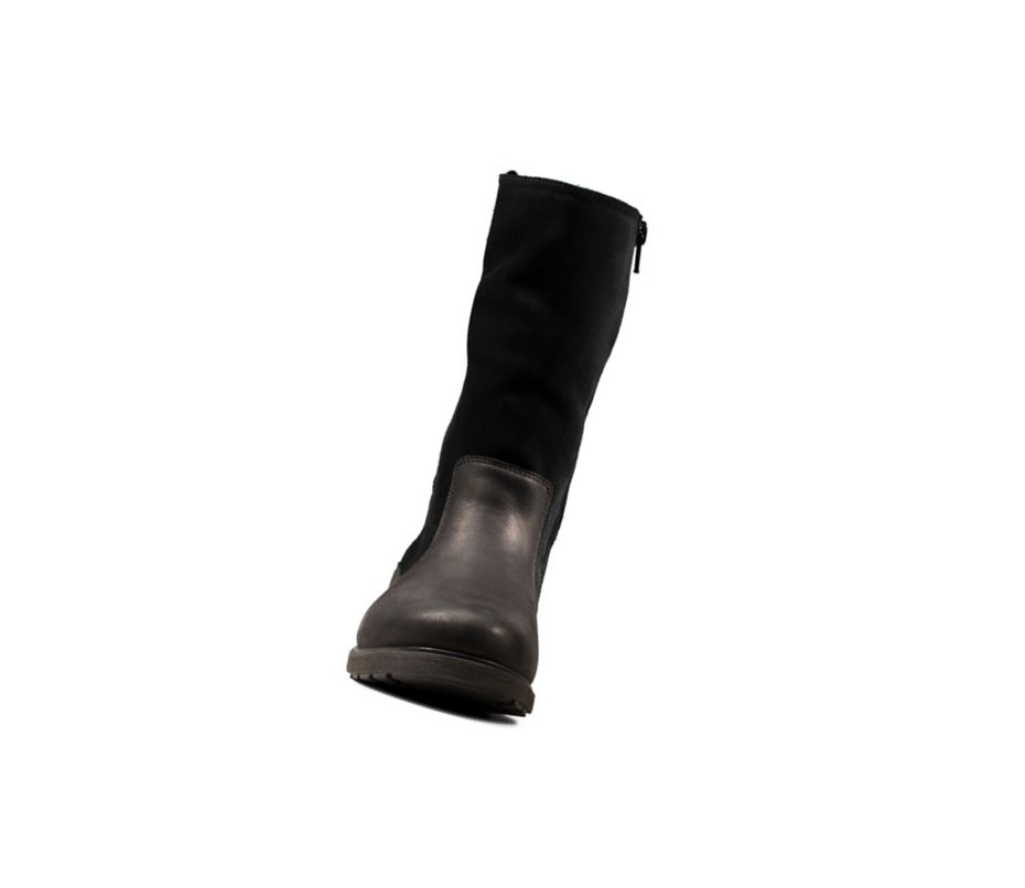 Botas Cuero Clarks Astrol Rise Cuero Niña Negras | VFDX-42589