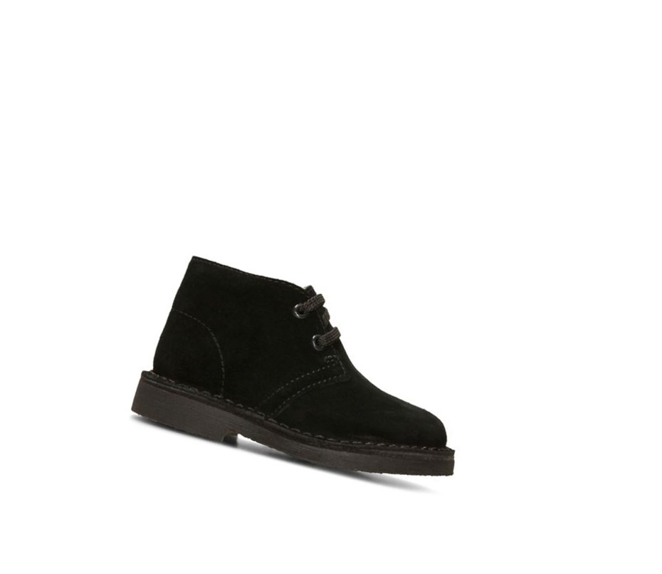 Botas De Desierto Clarks Originales Gamuza Niña Negras | DCAB-69743