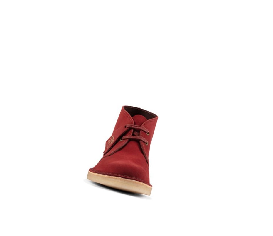 Botas De Desierto Clarks Originales Gamuza Mujer Rojas | RWMG-39874