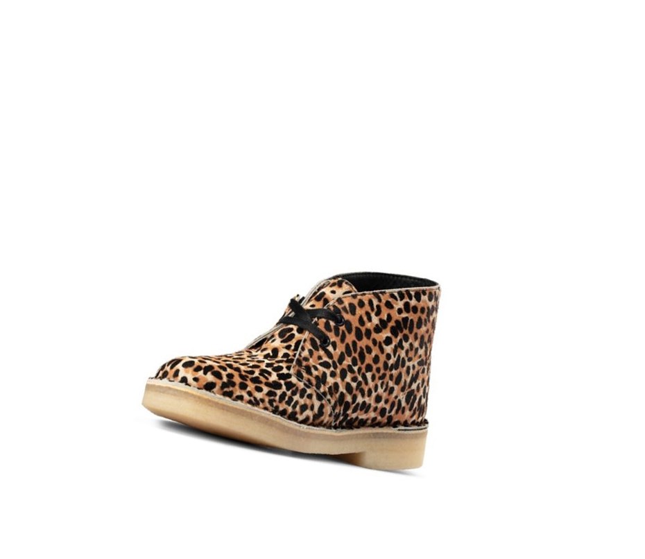 Botas De Desierto Clarks Originales Print Pony Cuero Mujer Leopardo | BIKX-40329