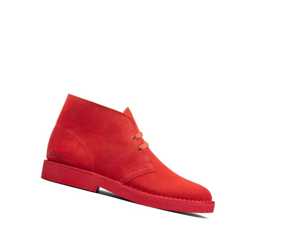 Botas De Desierto Clarks Ortholite Gamuza Mujer Rojas | PXZS-42367