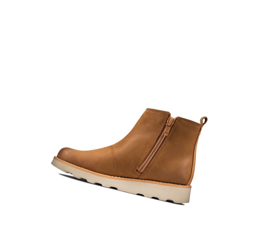 Botines Chelsea Clarks Crown Halo Cuero Niño Marrones | UTDJ-40972