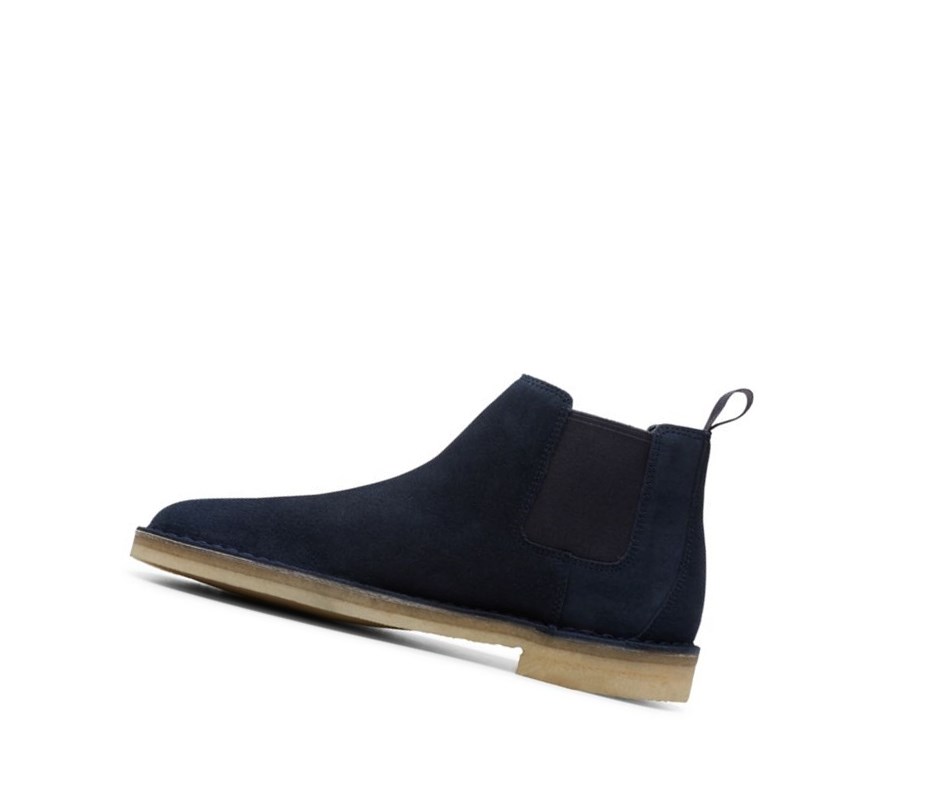 Botines Chelsea Clarks Desert Gamuza Hombre Azul Marino | MWDY-58072