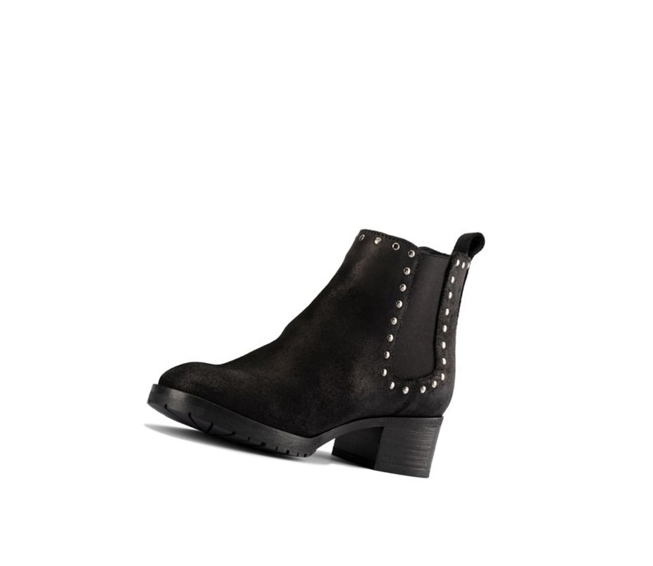 Botines Chelsea Clarks Mila Top Cuero Mujer Negras | KWVE-02847