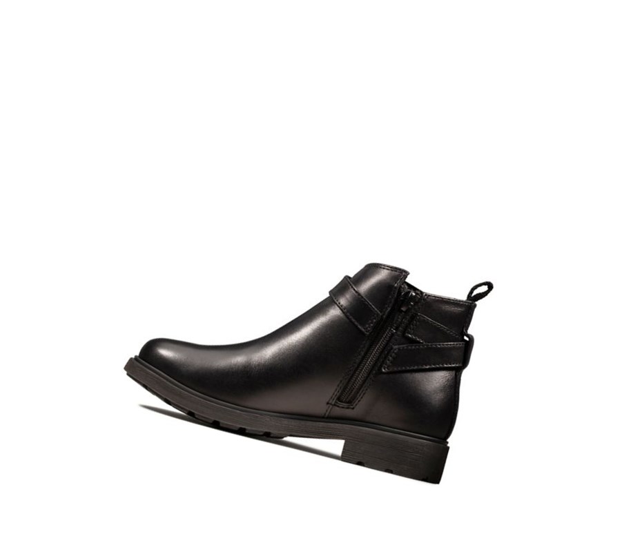 Botines Clarks Astrol Soar Cuero Niña Negras | VKNR-35076