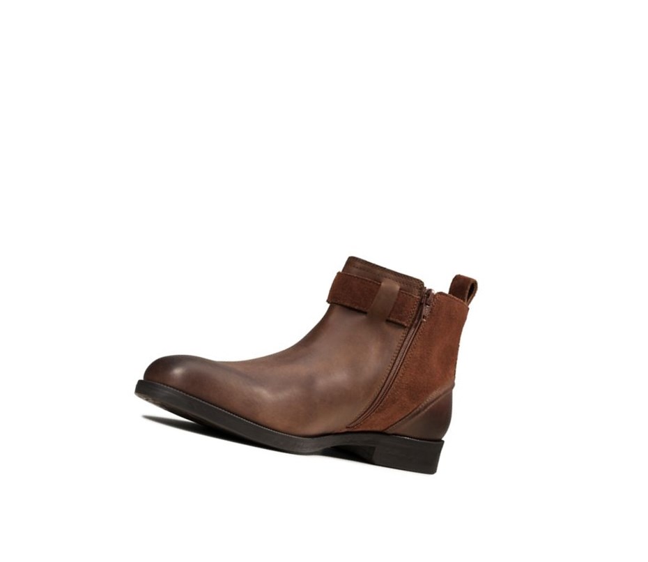 Botines Clarks Brocton Zip Cuero Hombre Marrones | GHSV-53749