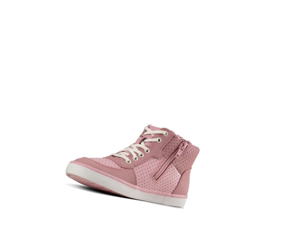 Botines Clarks City Flake Cuero Niña Rosas | QEPX-15620