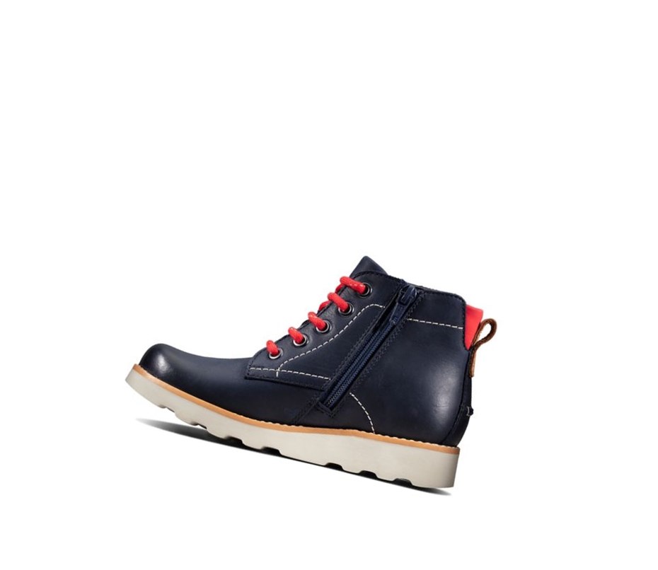 Botines Clarks Crown Hike Cuero Niño Azul Marino | VOFQ-15094