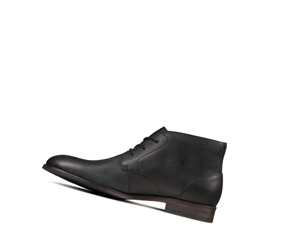 Botines Clarks Flow Top Cuero Hombre Negras | LREA-52016