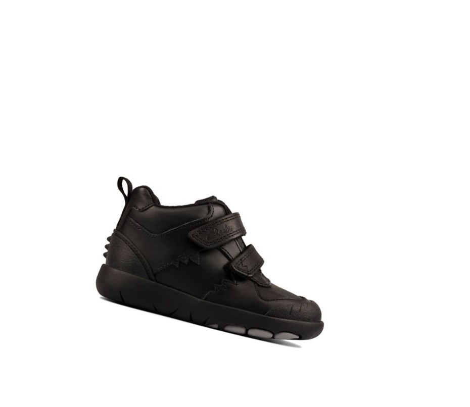 Botines Clarks Rex Crash Cuero Niña Negras | EJFZ-80521