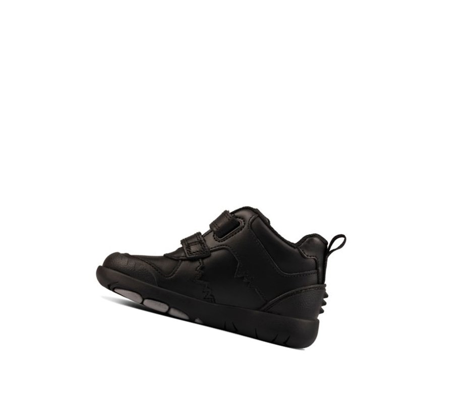 Botines Clarks Rex Crash Cuero Niño Negras | ZJPO-40638