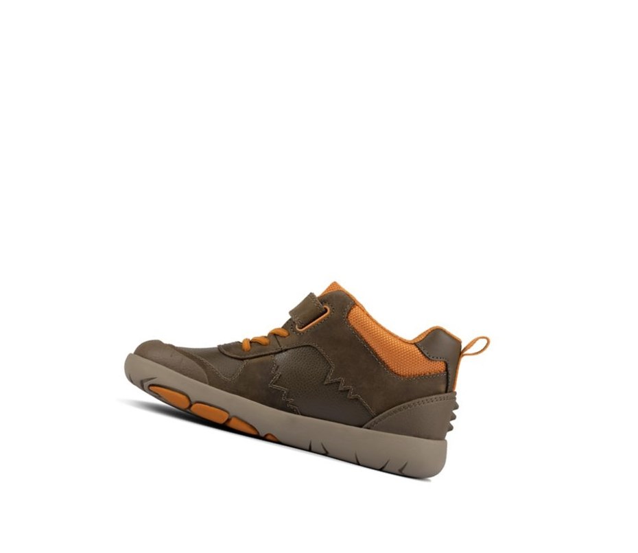 Botines Clarks Rex Park Cuero Niño Kaki | KQVE-17265