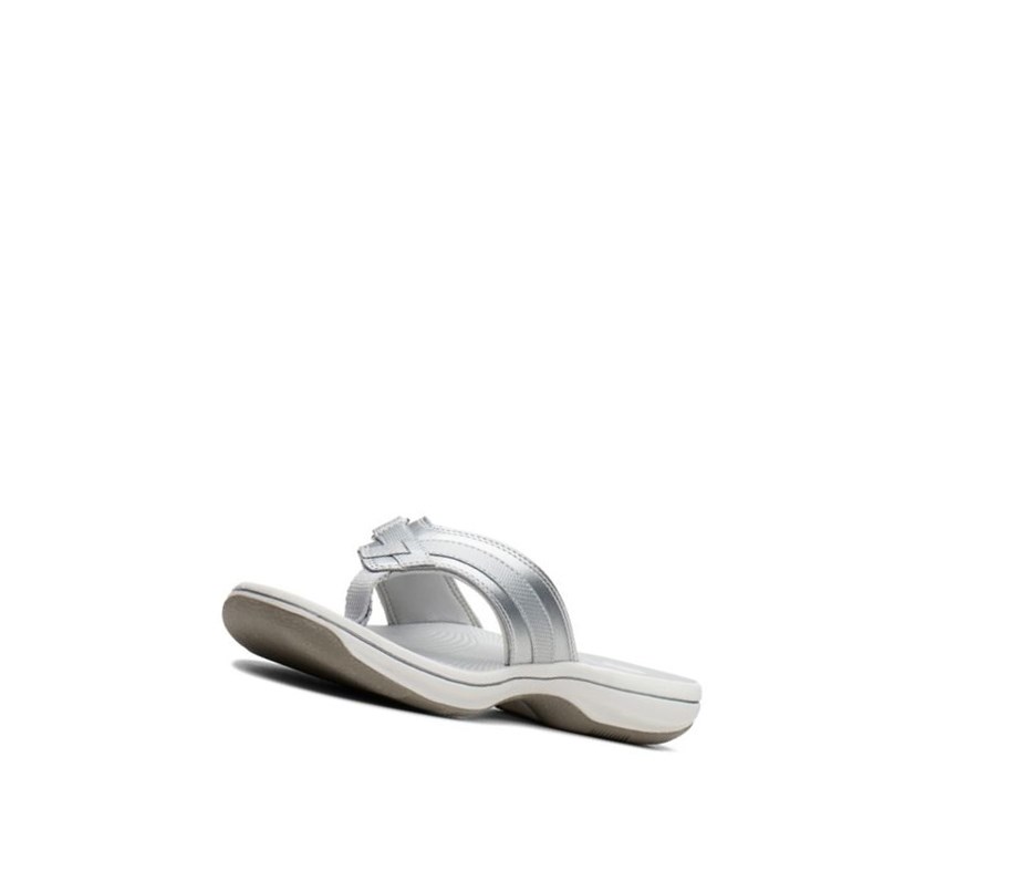 Chanclas Clarks Brinkley Sea Sintetico Mujer Plateadas | GLQK-25809