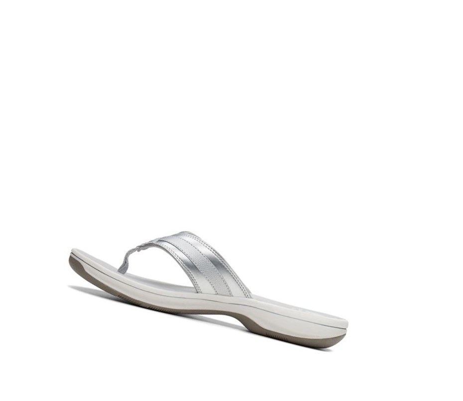 Chanclas Clarks Brinkley Sea Sintetico Mujer Plateadas | GLQK-25809