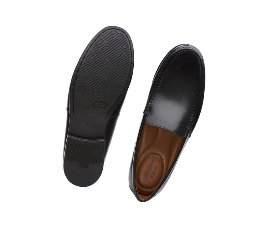 Loafers Clarks Claude Plain Anchos Fit Hombre Negras | XTJK-72941