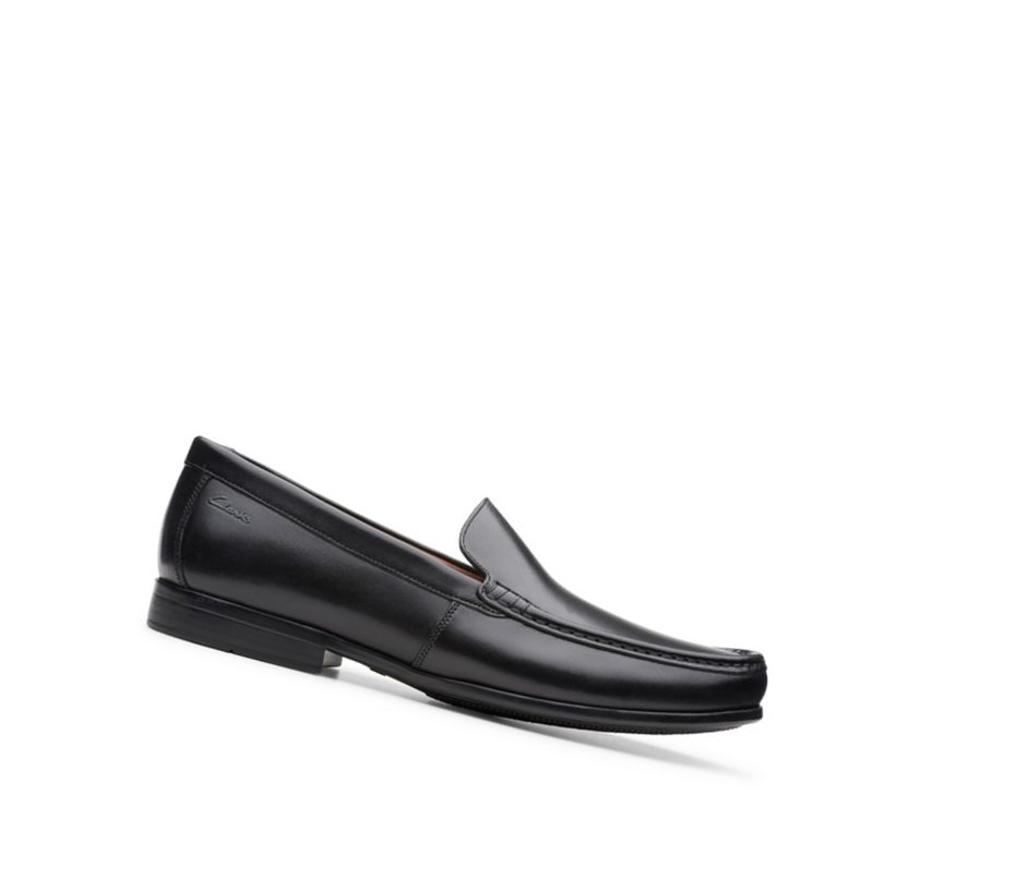 Loafers Clarks Claude Plain Anchos Fit Hombre Negras | XTJK-72941