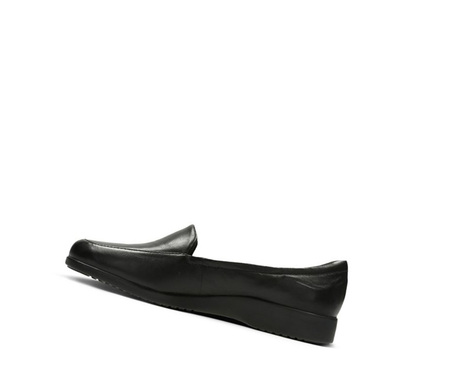 Loafers Clarks Georgia Cuero Anchos Fit Mujer Negras | DRKY-63175